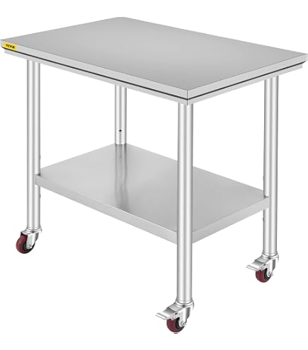 Table Inox Mahlzeit 120x60cm - Table De Travail Pliable - Acier Inoxydable - Capacité 200kg