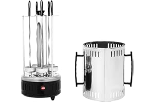 DCSYOG 1000W Vertikaler Elektrischer Grill 500℃ Schaschlikgrill Rotissiere Hähnchengrill Gyros Kebab, Drehspieß, Elektro Grill, BBQ, Tischgrill, Vertikalgrill aus Edelstahl mit 5 Spieße