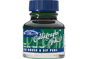 Winsor & Newton 1111289 tusz do kaligrafii, nieprzezroczysty (do piór wiecznych lub piór do pisania, możliwość mieszania ze sobą, odporne na światło) butelka 30 ml - zielona