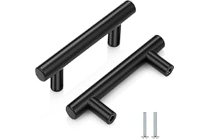 CCHONG 2 Pack Kitchen Cupboard Handles Stainless Steel Kitchen Door Handles Brushed Cabinet Handles Wardrobe Drawer (2 Pack Black, Hole Centre 64mm)