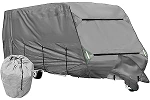 ICOVER Premium Caravan Cover Grey - 4Ply, Water resistant, Breathable (Medium 17-19ft)