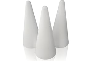 MCE-Commerce Lot de 3 cônes en polystyrène Hauteur, Blanc, Ø 9 cm Höhe 20 cm