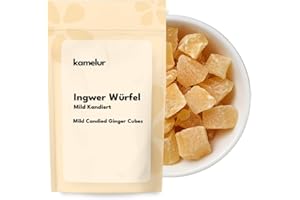 Kamelur 1kg de dés de gingembre doux - cubes de gingembre confit de qualité supérieure, sans sulfites