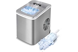 VAZILLIO Eiswürfelmaschine, Ice Maker mit Selbstreinigungsfunktion, Eiswürfelmaschinen 12KG/24h, 2 Größen Ice Cube Maker, 9 Eiswürfel in 6 Minuten Eiswürfelbereiter, Leiser Eiswürfelmaschine Crushed Ice