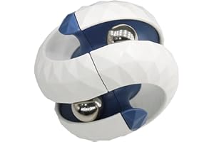 BASSION Orbit Ball Toy, Bead Fidget Cube Puzzle Bead Ball Spinning Toy, Rotating Track Infinite Flip Change Puzzle Games Novelty Creative Stress Relieve Toys for Kids Children Adults, White