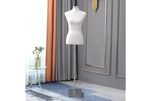 Loywe Manichino da sartoria, busto Torso da Donna per vetrine, con altezza regolabile Base quadrata in metallo Gr. 36/38 Bianca LW6020W