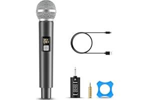 Bietrun Micro sans Fil Professionnel 30M, UHF Micro Karaoke Gris Argenté