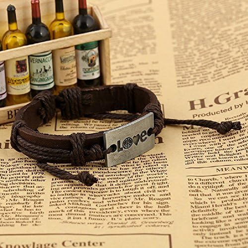 XJoel Mens Womens Fashion Black Brown Braided Leather Wrap Wrist Bracelet Jewelry Brown