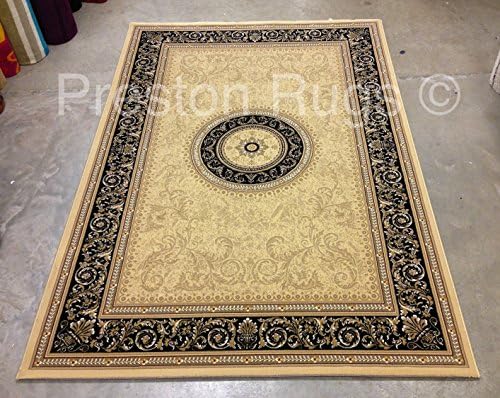 Traditional Rug Medallion Persian Polypropylene 160 x 230 cm (5'3" x 7'7") Machine Made Black