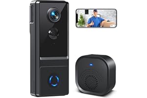 XTU Wireless Video Doorbell Camera with Chime, 1080P HD Smart Video Door bells with Camera PIR Motion Detection Night Vision Battery Powered 2-Way Audio, Works with Alexa & Google Home