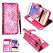 Produktbild Samsung Galaxy S7 Hülle, Kamal Star® Hülle Lederhülle Tasche Handyhülle mit Standfunktion Card Holder Kunstleder + Stylus (Rose Pink Diamond Book)
