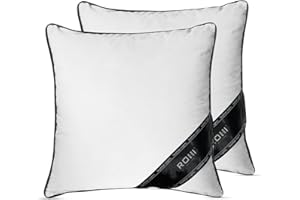 Rohi New Duck Feather Cushion Inserts 60cm x 60cm (24” x 24”) -Set of 2 Non-Allergenic Feather Cushion Pads - Double Stitched Seams - Sofa Cushion - Feather Filling (pack of 2,24" x 24" | 60cm x 60cm)