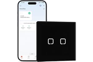 BSEEDLIFE Interruptor Inteligente WiFi Empotrado,Smart Interruptor Táctil Pared,2 Gang 1 Vía 86 * 86 mm,Compatible con Alexa y Google Home (Aplicación Tuya/Smart Life),Negro