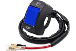 YnGia 7/8 inch Motorcycle Handlebar Switch, Universal Handlebar Toggle Switch with On Off Push Button for U5 U7 U2 LED Light Scooter Electrombile (Blue)