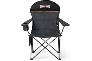 OVERMONT Chaise de Camping Pliante avec Dossier Haut – Chaise XXL Jusqu’à 150 kg –de Jardin Portable avec Porte-gobelet – pour randonnée, Pique-Nique, pêche en Plein air