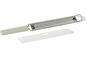 Amazon Basics Zesteur et Râpe à Agrumes, Manche Ergonomique Souple, Passe au Lave-Vaisselle, Couleur Gris Lin