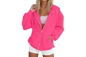 GENERICO Felpa Con Cappuccio Donna Tinta Unita Morbido Eleganti Sweatshirt Classico Casual Leggero Hoodie Con Tasche E Cerniera Oversize Aperto Outerwear Giacca Sportiva Invernale Manica Lunga Cotone Cappotto