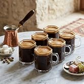 Deconox 6'lı Borosilikat Cam Kupa Seti - Isıya Dayanıklı, İnce ve Hafif &Ccedil;ay, T&uuml;rk Kahvesi ve Espresso Bardağı Takımı (150 ml)