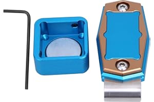 HARY Billiard Magnetic Chalk Holder，portable Octagonal Pool Cue Cha,Blue Snooker Chalk Holder, Aluminum Alloy Billiard Chalk Tip Case with Belt Clip, Durable Snooker Cue Chalk Holder for Sports Accessories