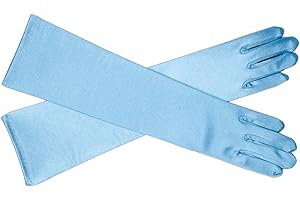 FLORA Frozen Disney Elsa Magical Gloves to match the snow queen's costume dress (Children: L, Aqua Blue in Long Length)