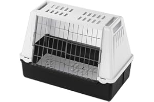 Ferplast ATLAS CAR MINI Trasportino per Cani da Auto con Tappeto Drenante, Maniglie, Griglia Ventilazione, Doppia Apertura Scorrevole con Chiusura Sicura, Max 10 kg, 72 x 41 x h 51 cm