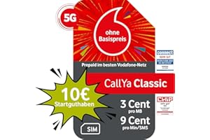 Vodafone Prepaid CallYa Classic | 10 EUR Startguthaben I ohne Vertrag | 5G-Netz | 9 Ct. pro Min/SMS