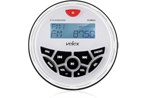 VELEX Sintonizzatore AM/FM stereo Bluetooth marino impermeabile Riproduzione MP3 AUX USB 4 x 45W