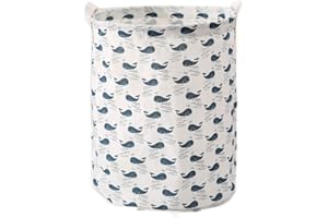 YUANSTORE Panier à linge sale en coton et lin pliable rond étanche Organiseur seau vêtements enfants jouets grande capacité rangement maison