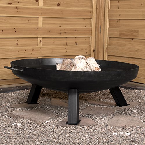 Köhko Feuerschale Ø 80 cm + 2 Griffen + 3 abnehmbare Beine Anti-Rost (20 cm eckig) 41003-080 - 2