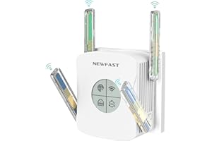 NEWFAST Repetidor WiFi6 AX1800 Dual Banda 2.4GHz/5GHz, Modo Repetidor/Ap/Router, Amplificador con Puerto Ethernet Gigabit, LCD Pantalla,4 Antenas, Compatible con Todos los Routers