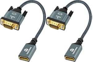 Thsucords VGA zu HDMI Adapterkabel 0,3M 2 Stück, Nylon geflochtene HDMI Buchse zu VGA Stecker Verlängerungsverlängerungs-Unterstützung PC Computer Desktop Laptop Monitor HDTV-Projektor