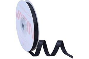 VATIN Black Satin Ribbon Polyester 6mm X 23m(25 Yards) Craft Fabric Ribbon Perfect for Gift Wrapping,Hair Bow,Party Balloon Trimming, Cake Decoration Sewing and Other Craft Projects