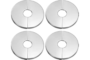 sourcing map 4pcs Wall Split Flange 0.67" (17mm) Stainless Steel Round Self-Adhesive Split Flange Pipe Cover Clip-on Escutcheon Collar for Floor Ceiling Bathroom Kitchen Toilet