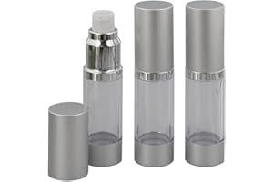 Eleganter Kosmetex Airless Alu 100ml Pumpspender, Gold, Cremespender, Lotion und Gel-Spender zum selbst Befüllen, 3x 100ml Silber