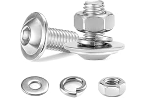 Dayalo Lot de 10 vis M8 x 16 mm à tête bombée à six pans creux avec écrous et rondelles, vis filetées, en acier inoxydable A2 V2A, filetage complet