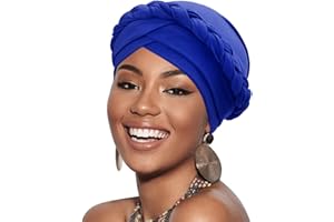 DRESHOW Afrikanischer Damen Turban Geflecht Kopfbedeckung Kopftücher Chemo Kappe Vorgebunden Beanie Mütze Kopfwickel Schlafmütze