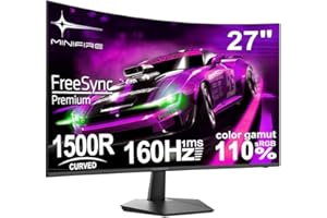 ‎MINIFIRE Minifire 27 Inch Curved Gaming Monitor 160Hz, FHD 1920x1080, PC Screen with VA Panel 1500R, 1Ms GtG, sRGB130%, Computer Screen, VESA Compatible, Eye Care Adaptive Sync HDMI＆DP Prots (MFG27C1L)