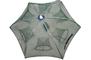 Guangcailun 4/6/8/12 Trous Automatique pêche de la crevette Net Poisson Net, Filet de pêche Automatique, Nylon Cage Nylon Pliable Crabe Nasse Cast réseau