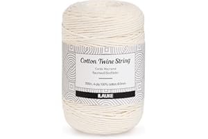 ILAUKE Beige MakrameeSchnur,3mm Premium Makramee Garn,300m Natürliche Baumwollgarn Farbiges,Recycelbar Macrame Cord,Bunte Makramee Baumwollgarn zum Aufhängen,Basteln,Stricken,Dekoschnur,Verschiedene Basteln