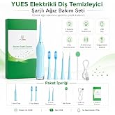 YUES Elektrikli Diş Temizleyici, Şarjlı Diş Taşı ve Leke Temizleme Cihazı, 3 Kademeli Titreşim, Değiştirilebilir Başlıklar, I