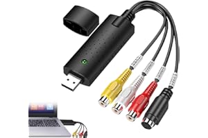 ZFRITP 1 convertidor VHS a digital, tarjeta de captura de video, convertidor de vídeo y audio USB, escaneo de audio y video, convertidor VHS a USB para PC, vídeo, DVD,Windows XP 10/8/7 Convertitore.