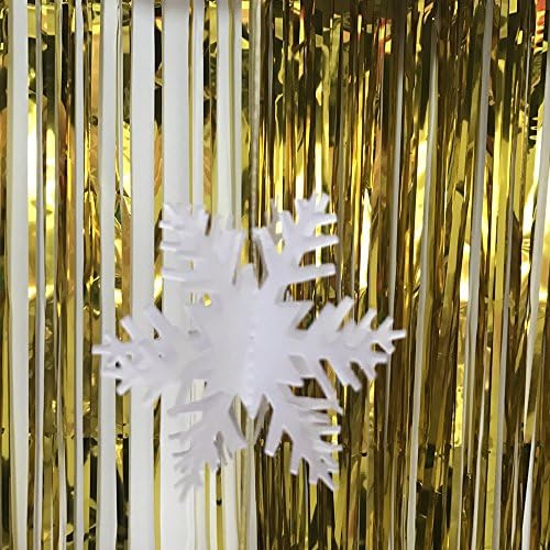Golden 3.2 ft x 9.8 ft Metallic Tinsel Foil Fringe Curtains for Party Photo Backdrop