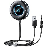 Aux Bluetooth Adapter Car [Plug & Play] Bluetooth 5.3 Receiver Jack 3.5 mm hands-free calls dual connection Hi-Fi music for home stereo car speakers wired headphones