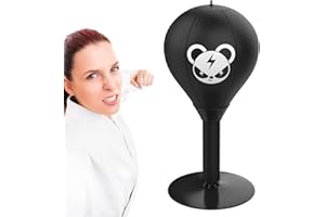 NIKTULE Stressabbauender Tisch Sandsack Boxsack, Funpunch Rage Bag, Boxing Gadgets, Ball zum Stressabbau, Freistehender Ledergefüllter Boxsack für Kinder, Erwachsene, Männer, Frauen