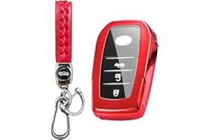 【5 colores】 MEDZUK compatible con Toyota C-HR GR Sport 2024 - Funda para llave de coche con accesorios para llavero (rojo)