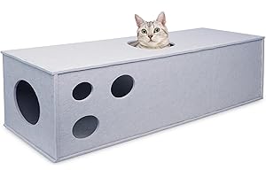 PETKARAY Túnel para gatos, cueva escondite original para gatos de interior, tubos y túneles de juego grandes para gatitos, juguete de fieltro suave para gatos con agujero interactivo