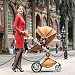 Hot Mom Pushchair 2016, 3 in 1 Baby Stroller Travel System With Bassinet Brown (blue)
