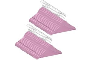 COM-FORT HOUSE | Percha Madera Cadete | Percha Infantil | Color Rosa| Percha Madera de Arce | con Muescas Antideslizantes | 30 x 1.2 x 22 cm | Pack 21 Unidades |