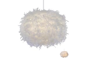 COGNITIVEX Feather Lampshade Feather Lamp Lighting Pendant Lamp Table Lamp, Floor Lamp Living Room, Bedroom Ceiling Lampshade Party Home Decoration Accessories Feather Lamp Fluffy Lampshade