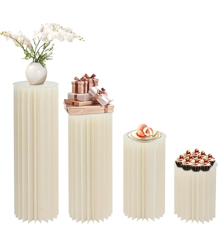 MINRS 2 pezzi di cartone per matrimonio, colonna di fiori, altezza 80 cm, pieghevole in cartone, display a colonna con coperchio in acrilico, supporto per fiori pieghevole, colonna decorativa per